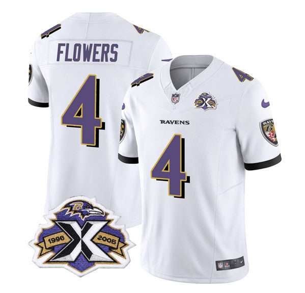 Zay Flowers Baltimore Ravens white Vapor jersey