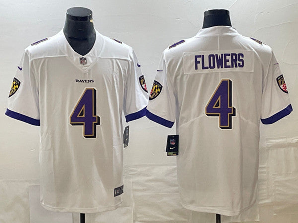 Zay Flowers Baltimore Ravens white Vapor jersey