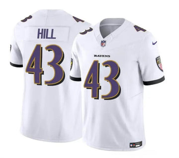 Justice Hill Baltimore Ravens white Limited jersey