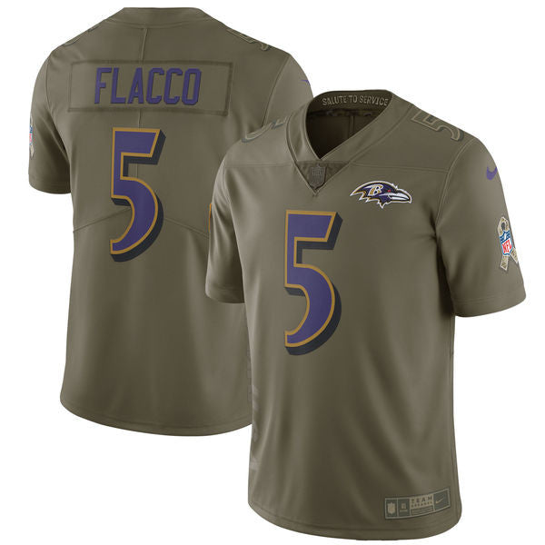 Joe Flacco Baltimore Ravens olive Salute To Service jersey