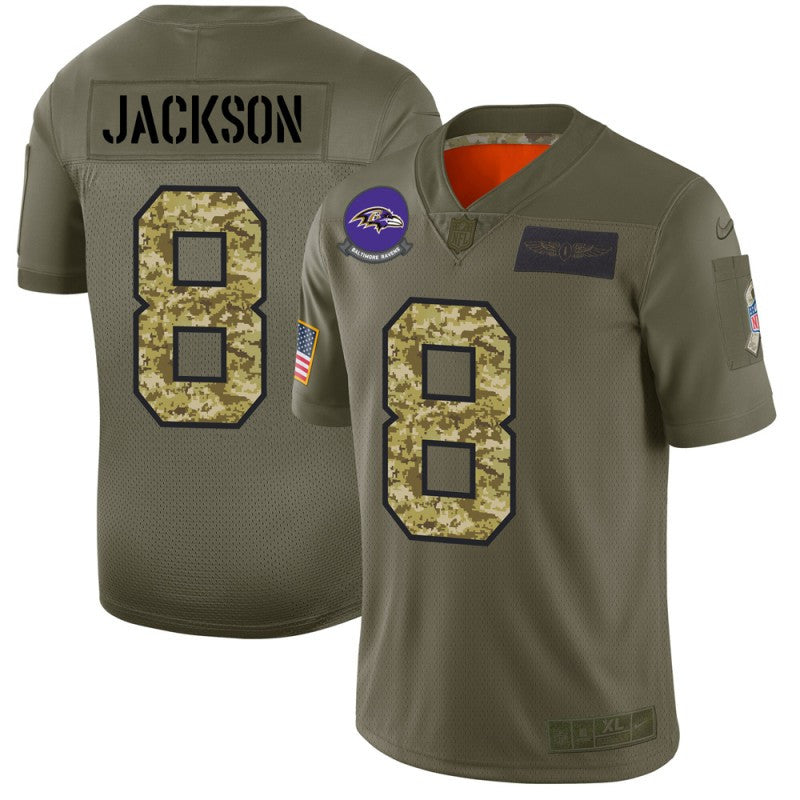 Lamar Jackson Baltimore Ravens olive Salute To Service jersey