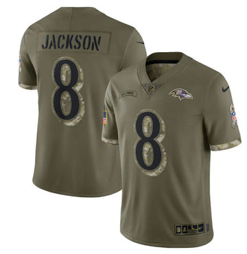 Lamar Jackson Baltimore Ravens olive Salute To Service jersey