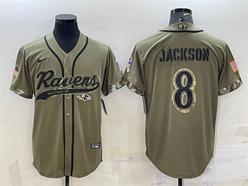Lamar Jackson Baltimore Ravens olive Salute To Service jersey