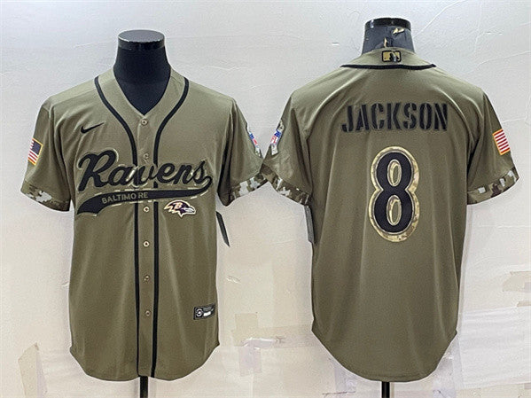 Lamar Jackson Baltimore Ravens olive Salute To Service jersey