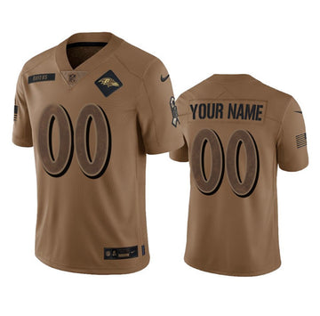Custom Baltimore Ravens brown Salute To Service jersey