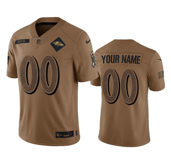Custom Baltimore Ravens brown Salute To Service jersey