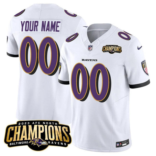 Custom Baltimore Ravens white Vapor jersey