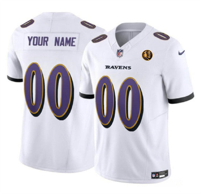 Custom Baltimore Ravens white Vapor jersey
