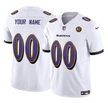 Custom Baltimore Ravens white Vapor jersey