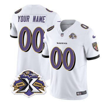 Custom Baltimore Ravens white Vapor jersey