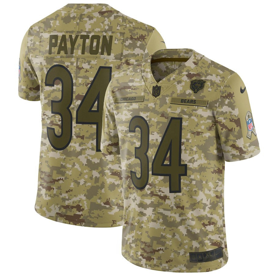 Walter Payton Chicago Bears camo Salute To Service jersey