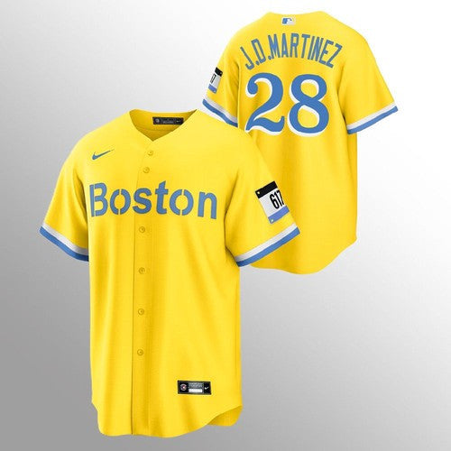 J.D. Martinez Boston Red Sox gold City Connect jersey