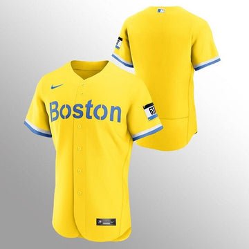 Custom Boston Red Sox gold City Connect jersey