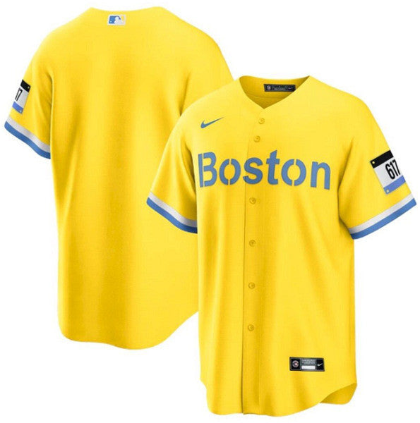 Custom Boston Red Sox gold City Connect jersey