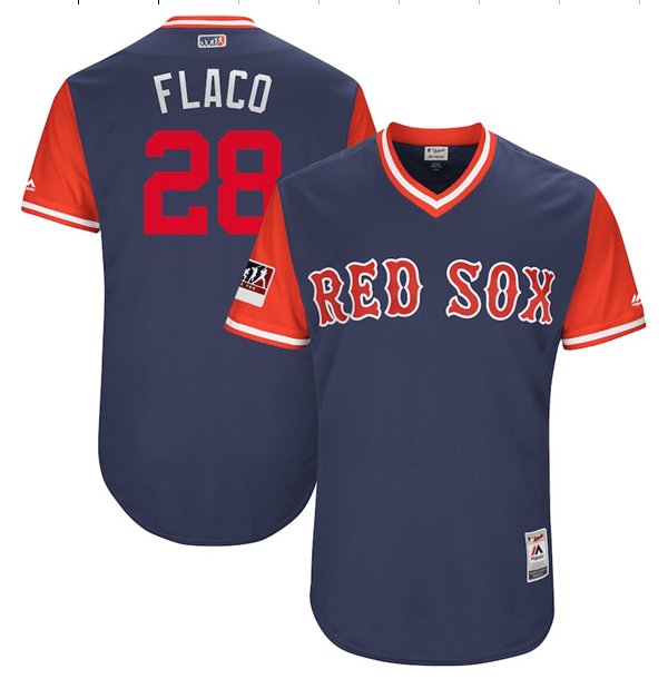 J.D. Martinez Flaco Majestic Boston Red Sox navy Authentic jersey