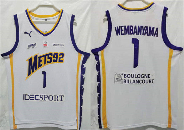 Boulogne-Levallois Metropolitans Boulogne-Levallois Metropolitans 92 white jersey