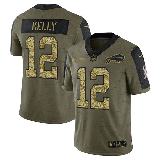 Jim Kelly Buffalo Bills olive Salute To Service jersey