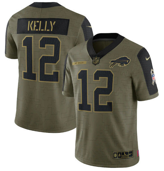 Jim Kelly Buffalo Bills olive Salute To Service jersey