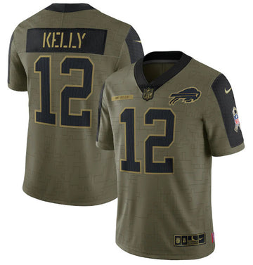 Jim Kelly Buffalo Bills olive Salute To Service jersey
