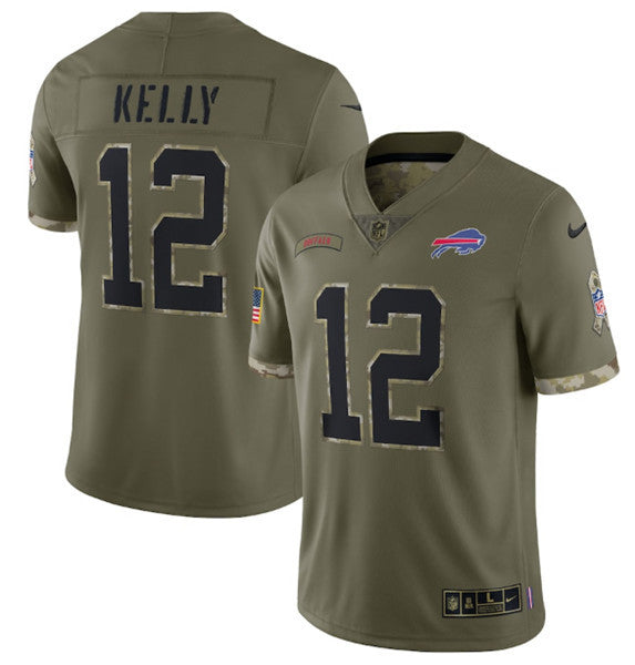 Jim Kelly Buffalo Bills olive Salute To Service jersey