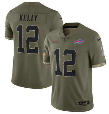 Jim Kelly Buffalo Bills olive Salute To Service jersey