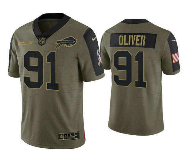 Ed Oliver Buffalo Bills olive Salute To Service jersey