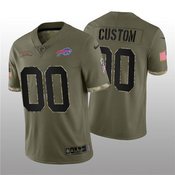 Custom Buffalo Bills olive Salute To Service jersey