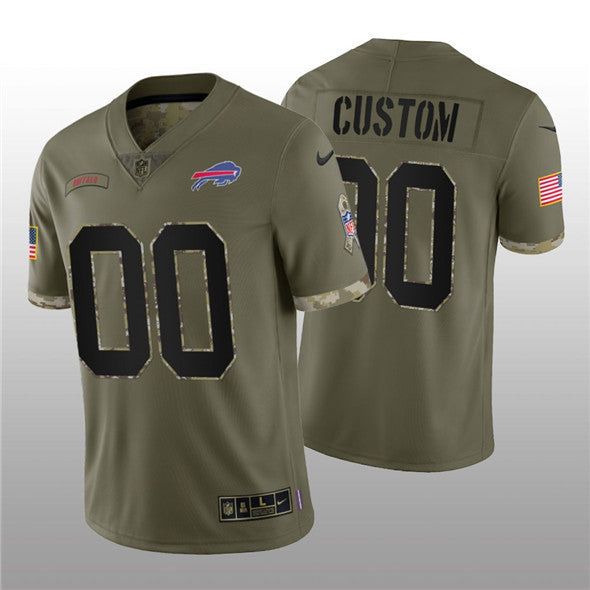 Custom Buffalo Bills olive Salute To Service jersey