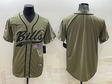 Custom Buffalo Bills olive Salute To Service jersey