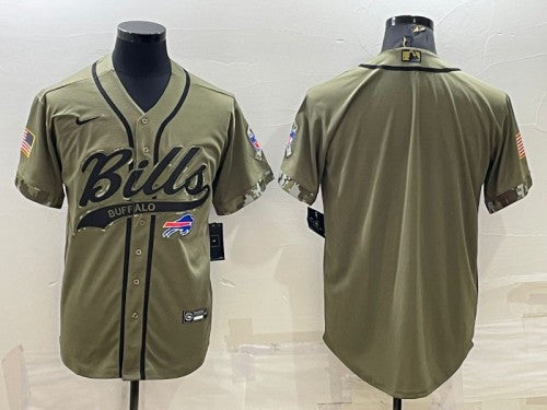 Custom Buffalo Bills olive Salute To Service jersey