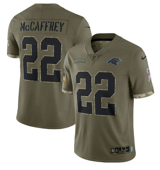Christian McCaffrey Carolina Panthers olive Salute To Service jersey