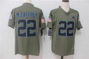 Christian McCaffrey Carolina Panthers olive Salute To Service jersey