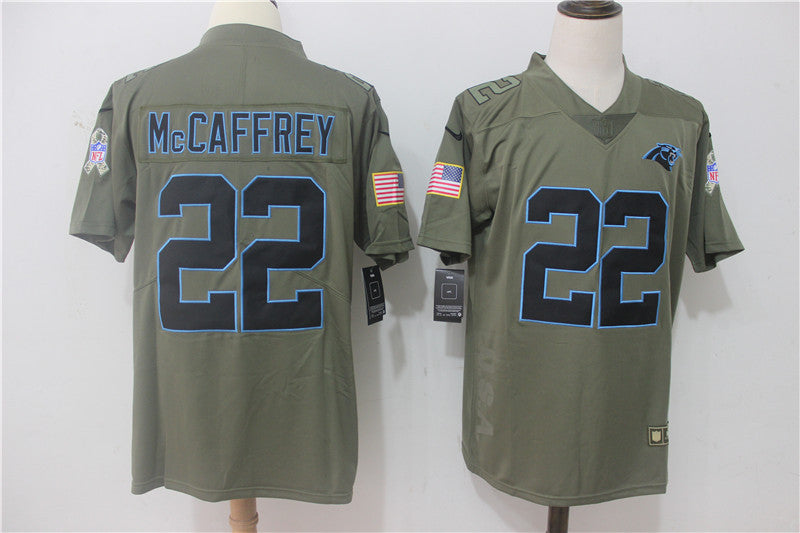 Christian McCaffrey Carolina Panthers olive Salute To Service jersey