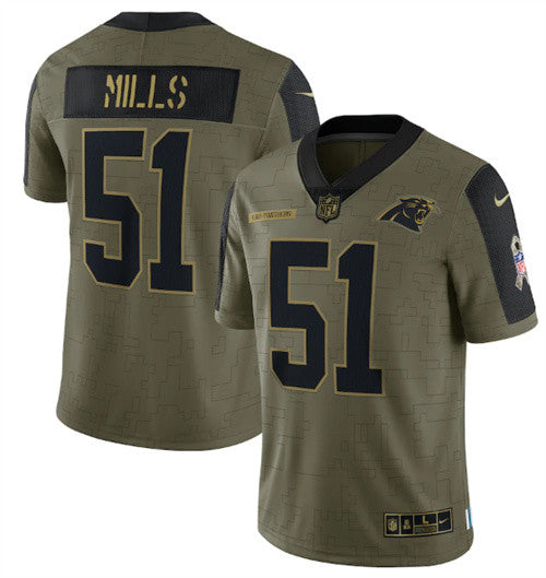 Sam Mills Carolina Panthers olive Salute To Service jersey