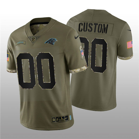 Custom Carolina Panthers olive Salute To Service jersey