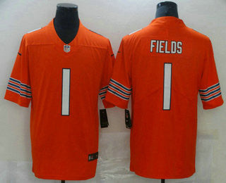 Justin Fields Chicago Bears orange Vapor jersey