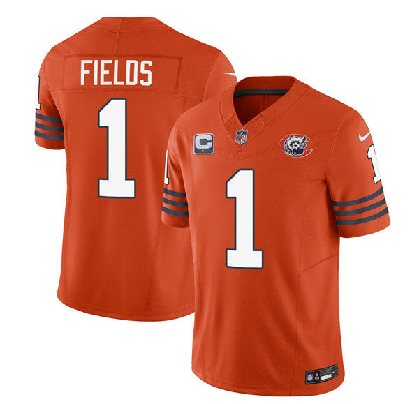 Justin Fields Chicago Bears orange Limited jersey