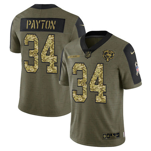 Walter Payton Chicago Bears olive Salute To Service jersey