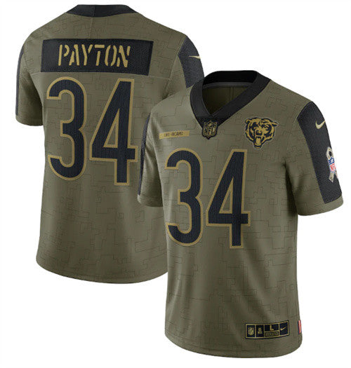 Walter Payton Chicago Bears olive Salute To Service jersey
