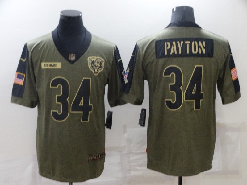 Walter Payton Chicago Bears olive Salute To Service jersey