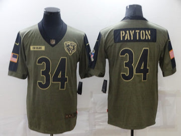 Walter Payton Chicago Bears olive Salute To Service jersey