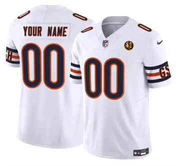 Custom Chicago Bears white Vapor jersey