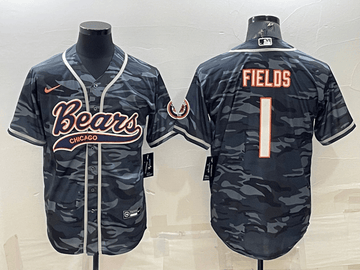 Blank Justin Fields Chicago Bears grey Camo jersey