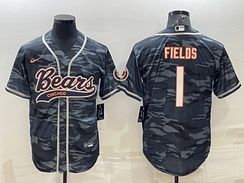 Blank Justin Fields Chicago Bears grey Camo jersey