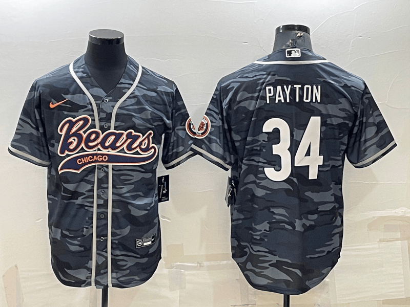 Blank Walter Payton Chicago Bears grey Camo jersey