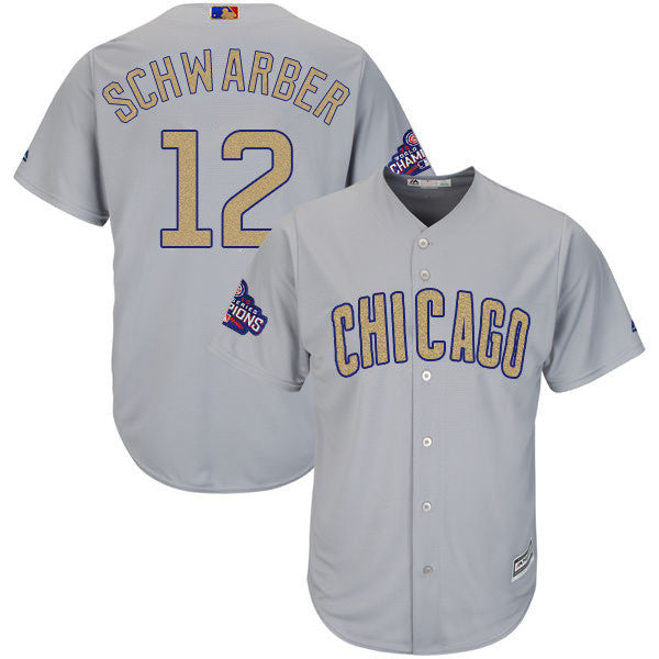 Kyle Schwarber World Series Champions Chicago Cubs gold jersey