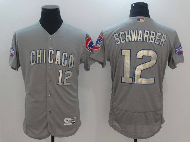 Kyle Schwarber World Series Champions Chicago Cubs gold jersey