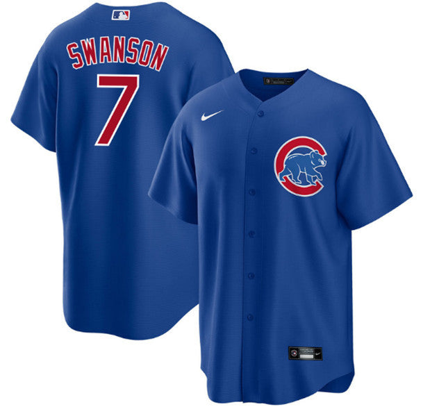 Dansby Swanson Chicago Cubs royal jersey