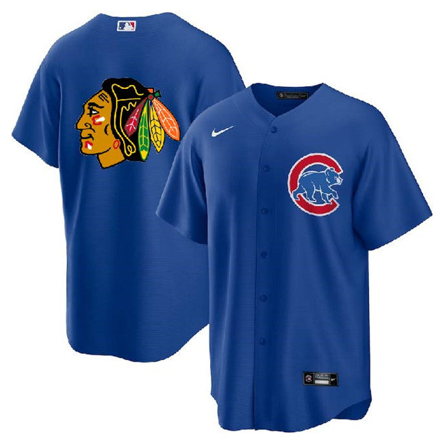 Blackhawks Chicago Cubs royal jersey