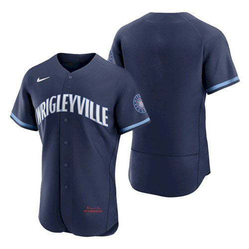 Custom Chicago Cubs navy City Connect jersey